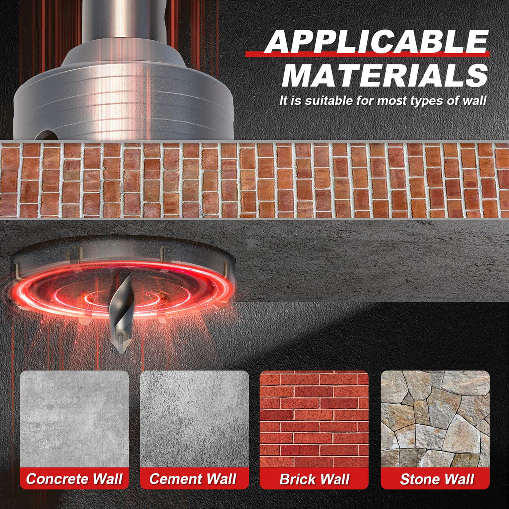 Professional 3" (75mm) Concrete Hole Saw 220mm SDS Plus & Dust Bag