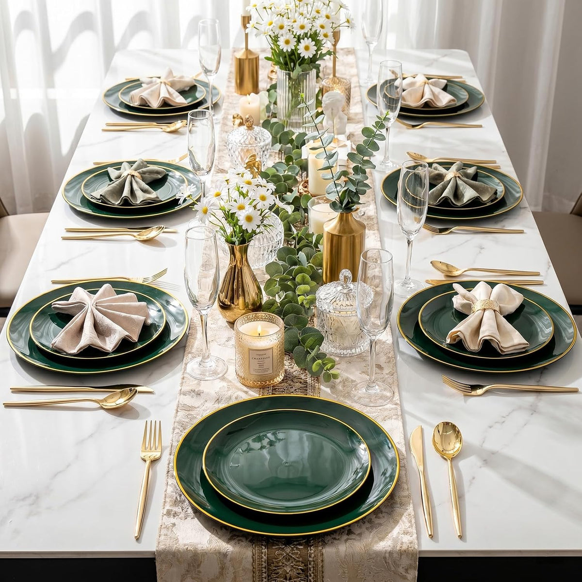 150Pcs Green Plastic Plates,Premium Disposable Plates for Wedding