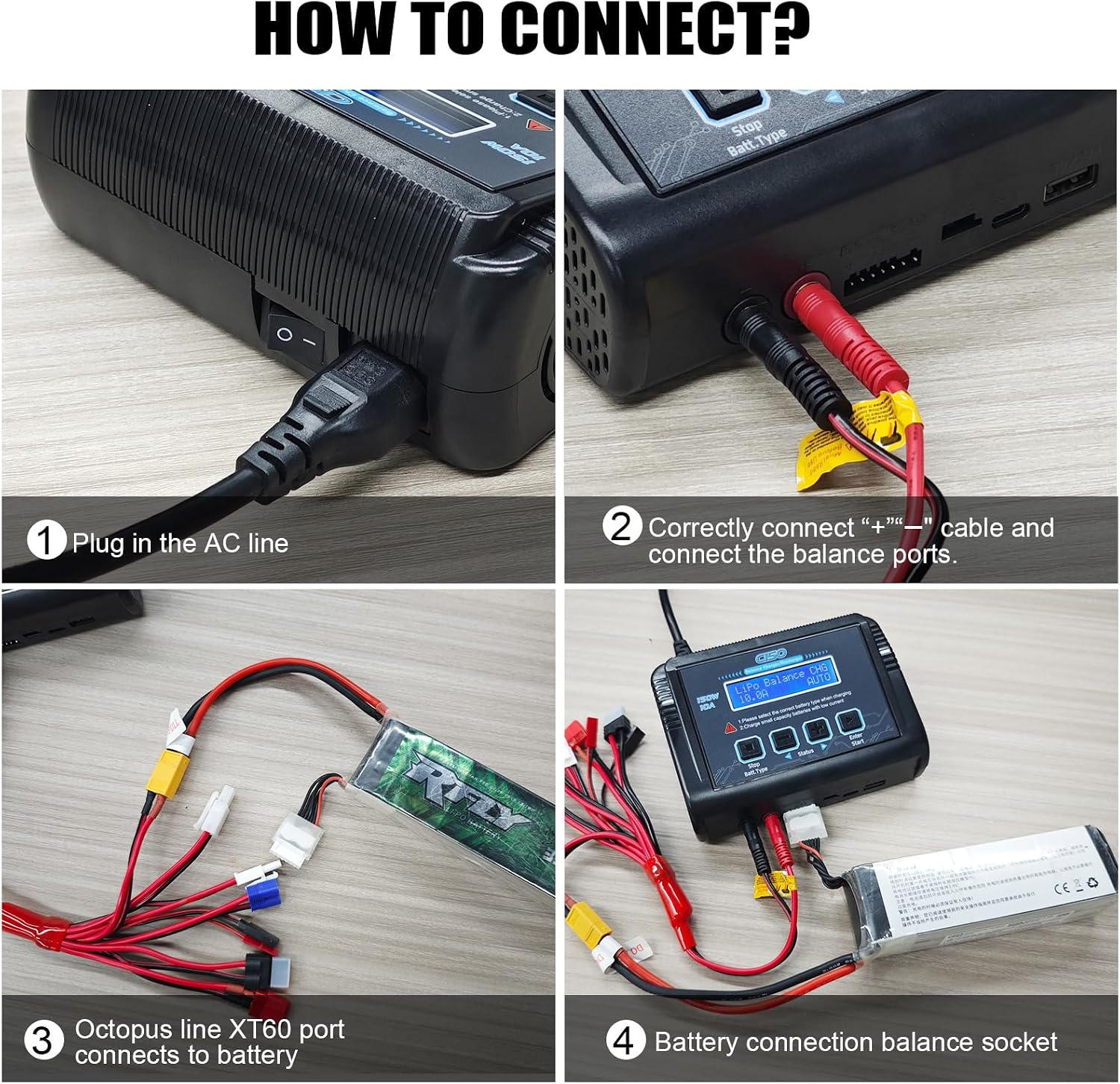 Lipo Battery Charger, 1-6S Balance Charger Discharge 150W 10A AC/DC for Li-Po Li-Hv Ion Fe NiMH NiCd Pb Hobby