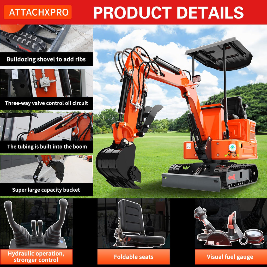 DS-15PRO 1.2 Ton Crawler Mini Excavator with 13.5 HP B&S Engine，