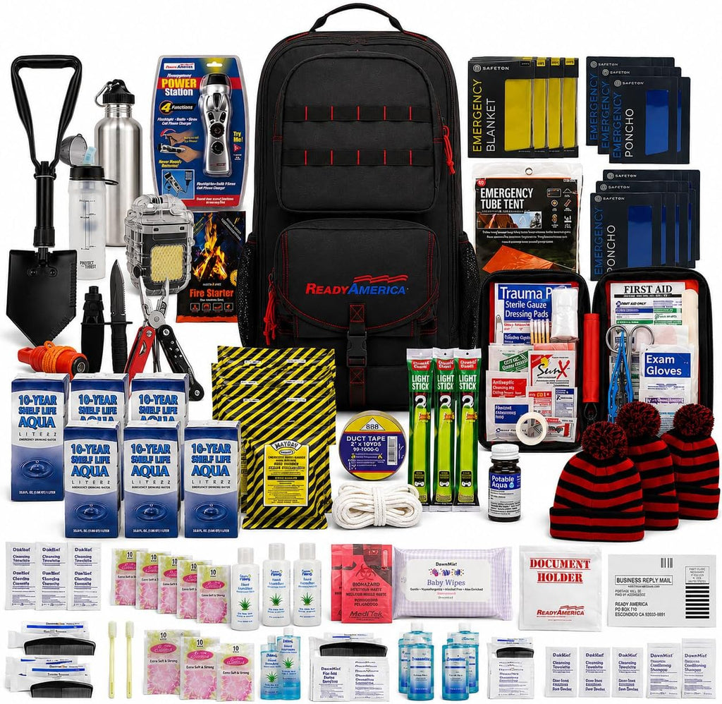 70457 Elite II 4-Person 3-Day Emergency Survival Backpack | 72 Hour Emergency Go Bag with Food, Water, First Aid