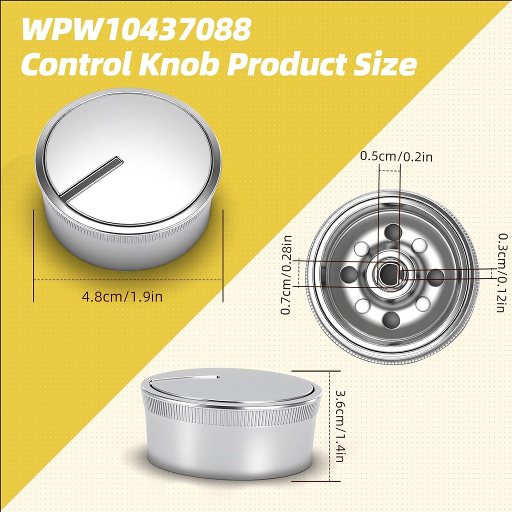 WPW10437088 Range Surface Burner Control Knob Compitable with Whirlpool WGE555S0BS WGE755C0BS WGE555S0BW01 YWGE755C0BS1, W10437088 Control Knob Replace AP6021400 3020323 PS11754724 PD00025853