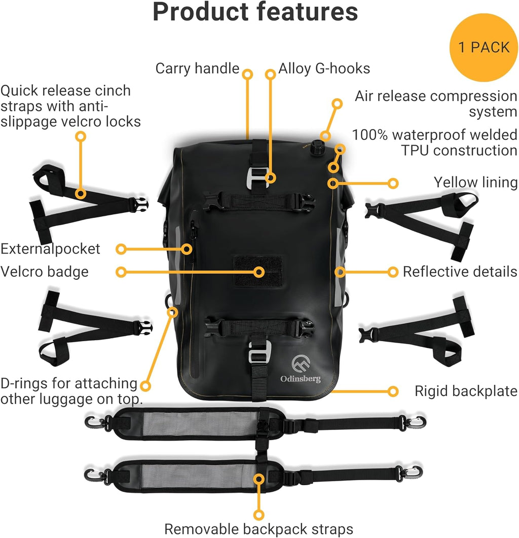 30L (L) 100% Waterproof Motorcycle Tail Bag Motorcycle Saddlebags Backpack Multifunctional Dry Bag Soft Luggage For