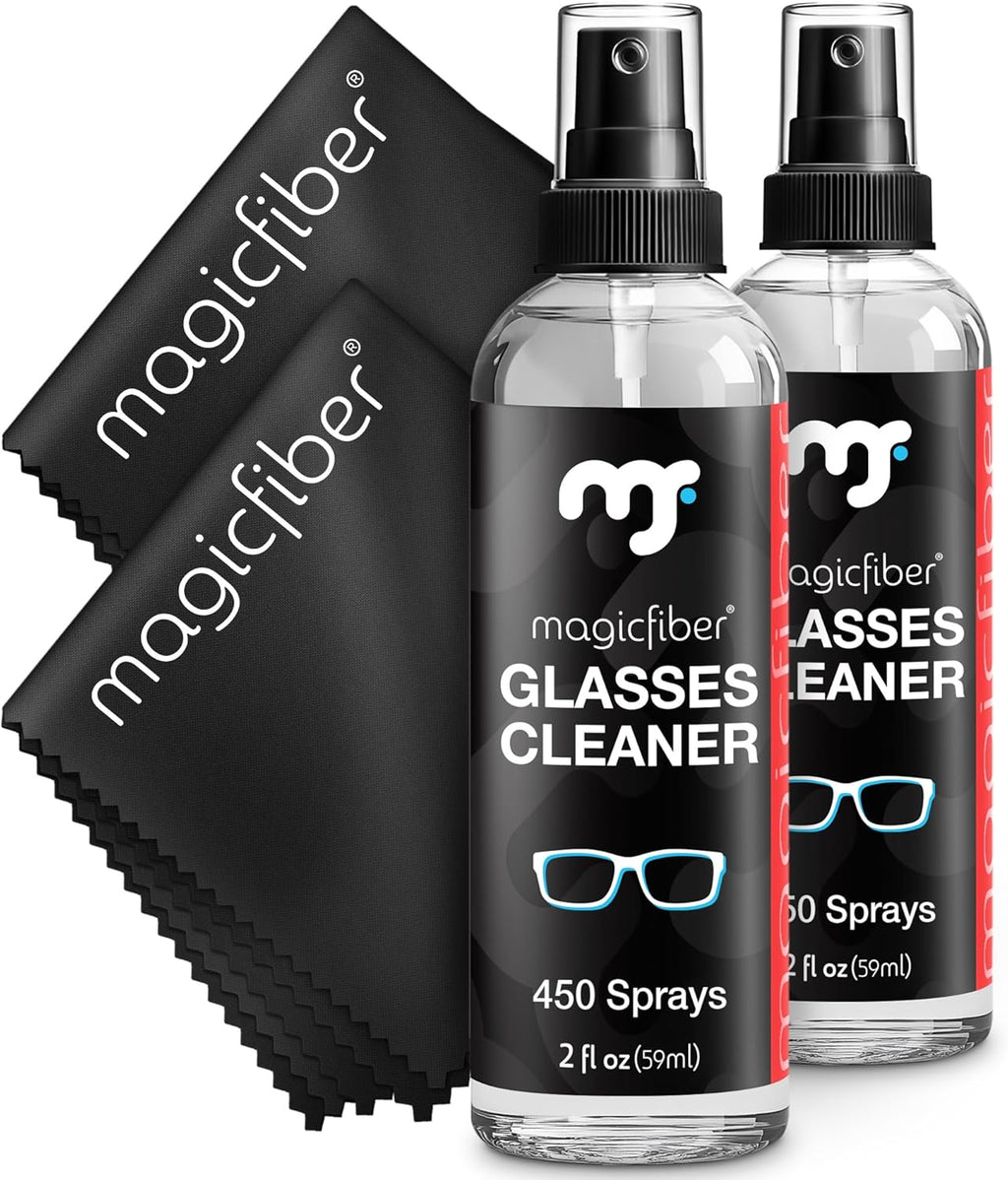 Glasses Cleaner Spray & Cloth Kit, Eye Glass & Lens Cleaner | Great for Eyeglass Cleaning, Phone, VR & Reading Glasses