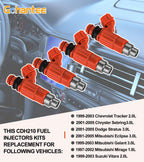 4pcs Fuel Injector 68V-8A360-00-00 Replacement for Yamaha Chevrolet Chrysle