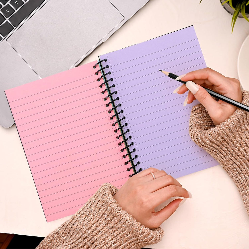 6 Pack Spiral Notebook 5 x 7 Inch College Ruled Colored Paper Notebook Lined Paper Composition Perforated Notepad