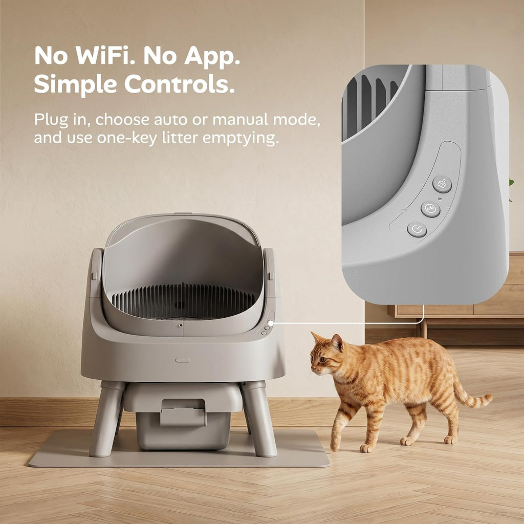 Automatic Self Cleaning Litter Box, with 4 Pairs Infrared Senor, Open-Top Design for Multi-Cat Homes, Comes with
