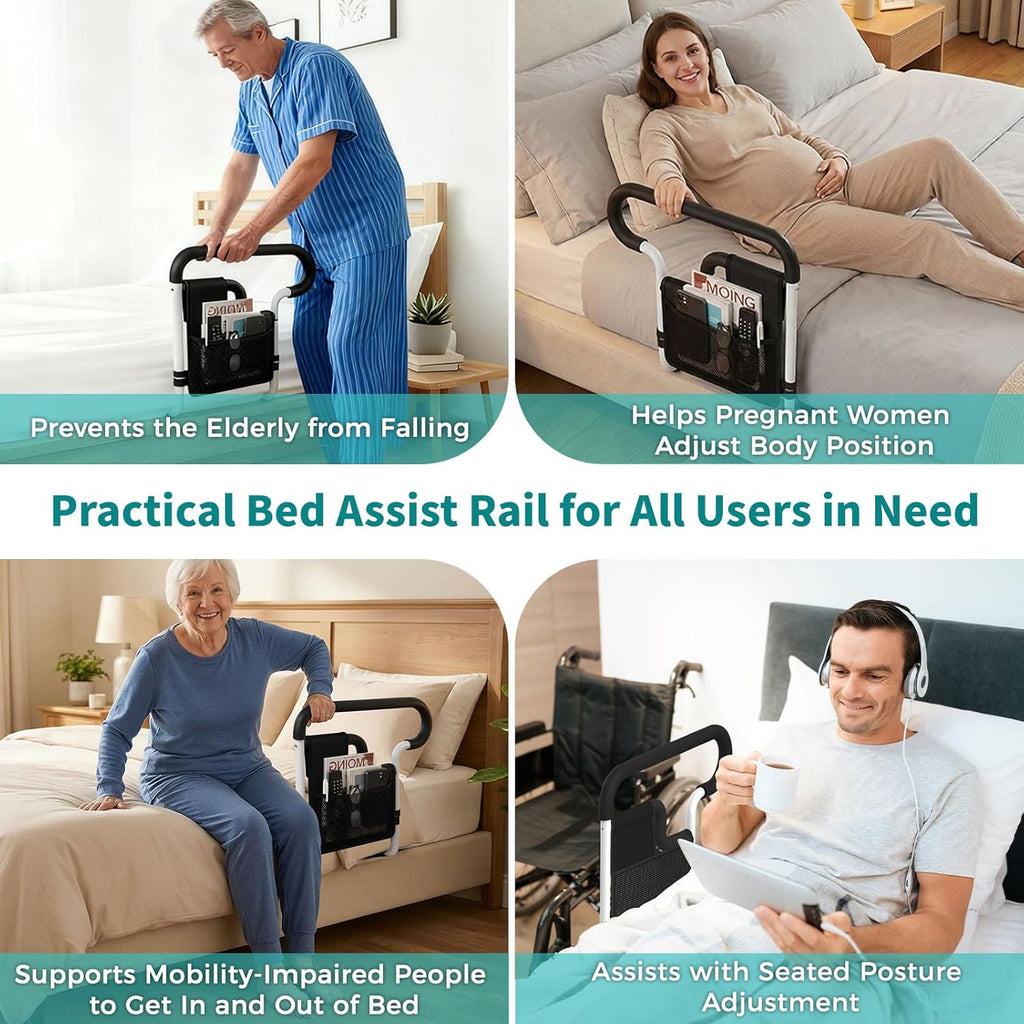 Bed Rails for Elderly Adults Safety, Adjustable Bed Rail for Elderly, Bed Assist Rail for Senior with 2 Bag, Fit Most
