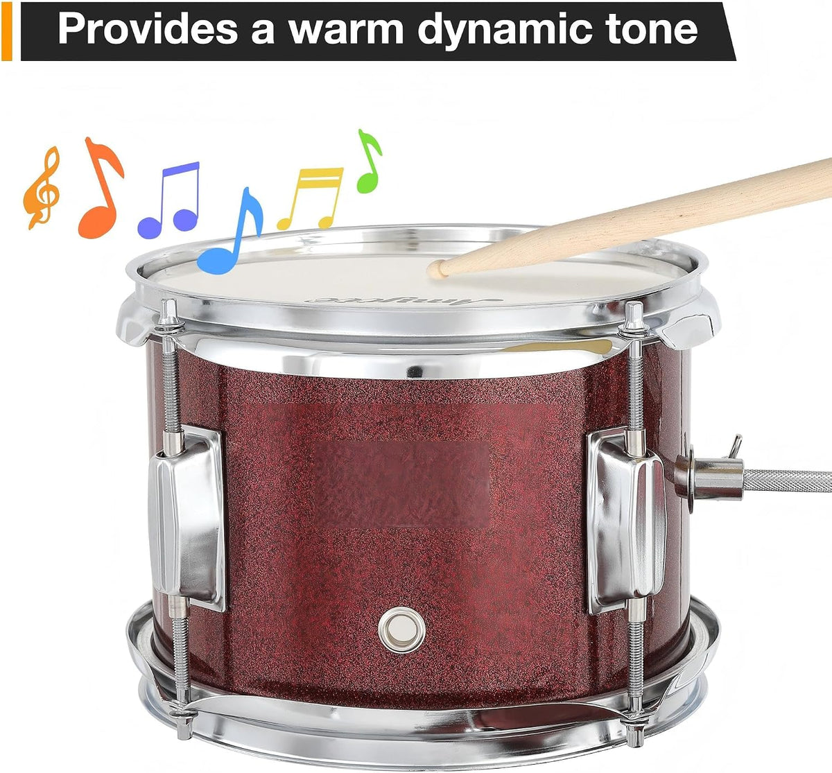3-Piece Drum Set, Complete Beginner Percussion Set Music Practice | Junior Drum Kit with Dual Tom-Toms, Floor Tom