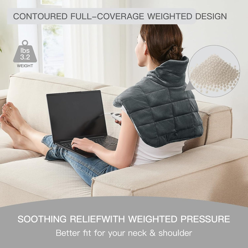 Weighted Heating Pad for Neck, Shoulder & Back Pain Relief FSA Eligible HSA