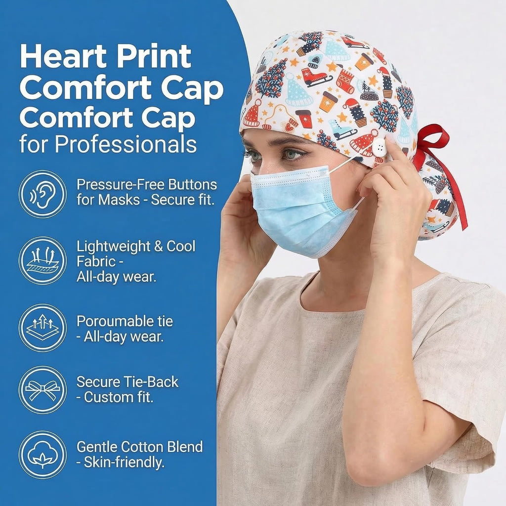 Scrub Caps for Women Nursing Hats with Buttons Adjustable Scrub Hats for Dentist Hats with Sweatband Adjustable