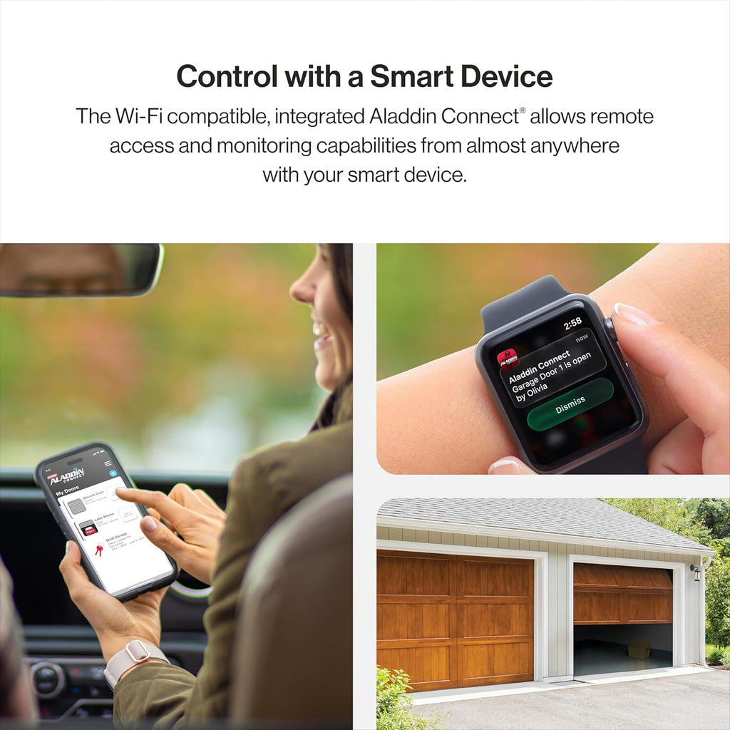 QuietLift Connect – WiFi Smart Garage Door Opener with Added Wireless Keypad, ¾ HPC Smart Belt Drive – Compatible