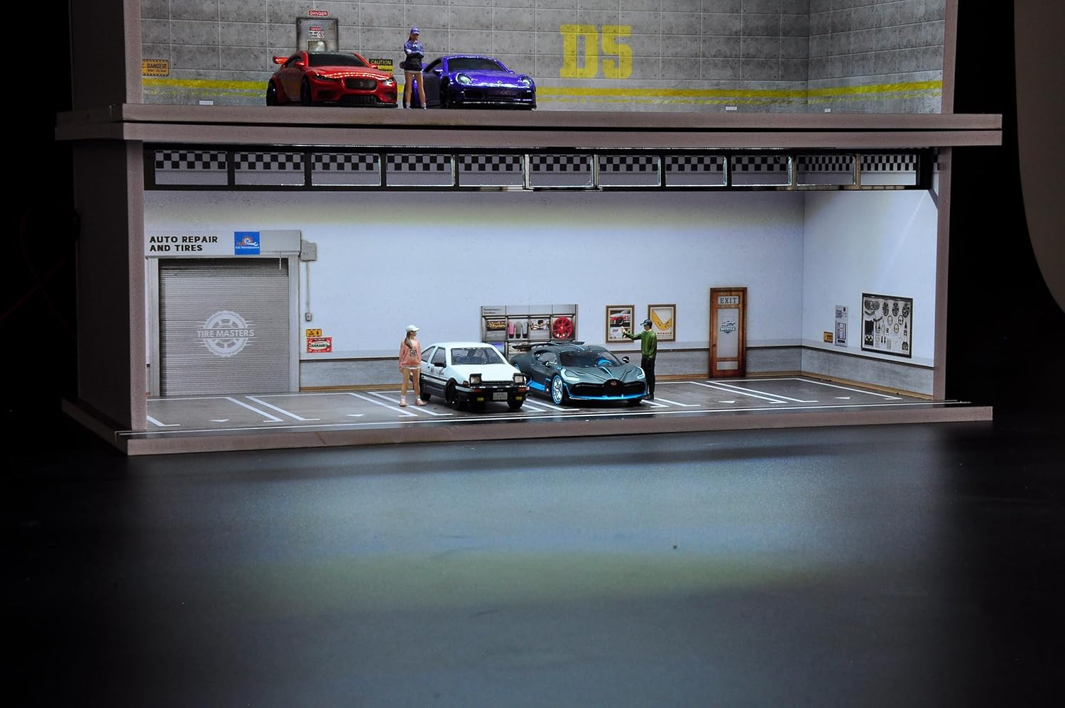 1/64 Diorama Display Case with LED Lights for 1/64 Scale Model Car | Stackable Garage Compatible with Hot Wheels
