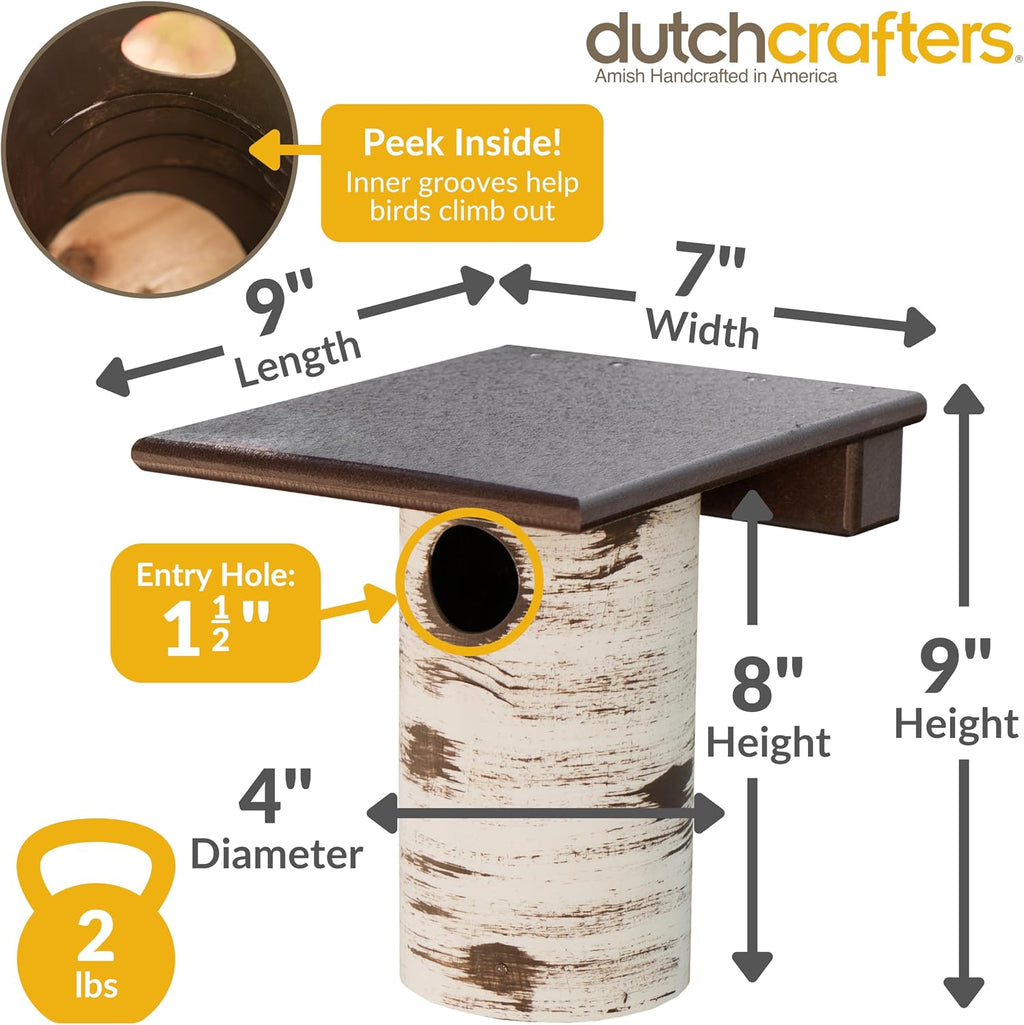Pole Mount Gilbertson Bluebird House with Removable Base, Durable Weatherproof Birdhouse Blue Bird Nesting Box for