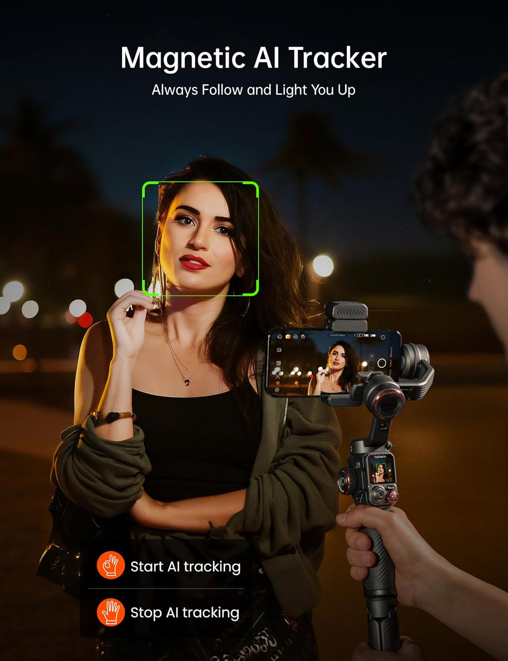 iSteady M7 Smartphone Gimbal Stabilizer, AI Tracking Sensor with Fill Light, 1.4" Full Color Detachable Touchscreen