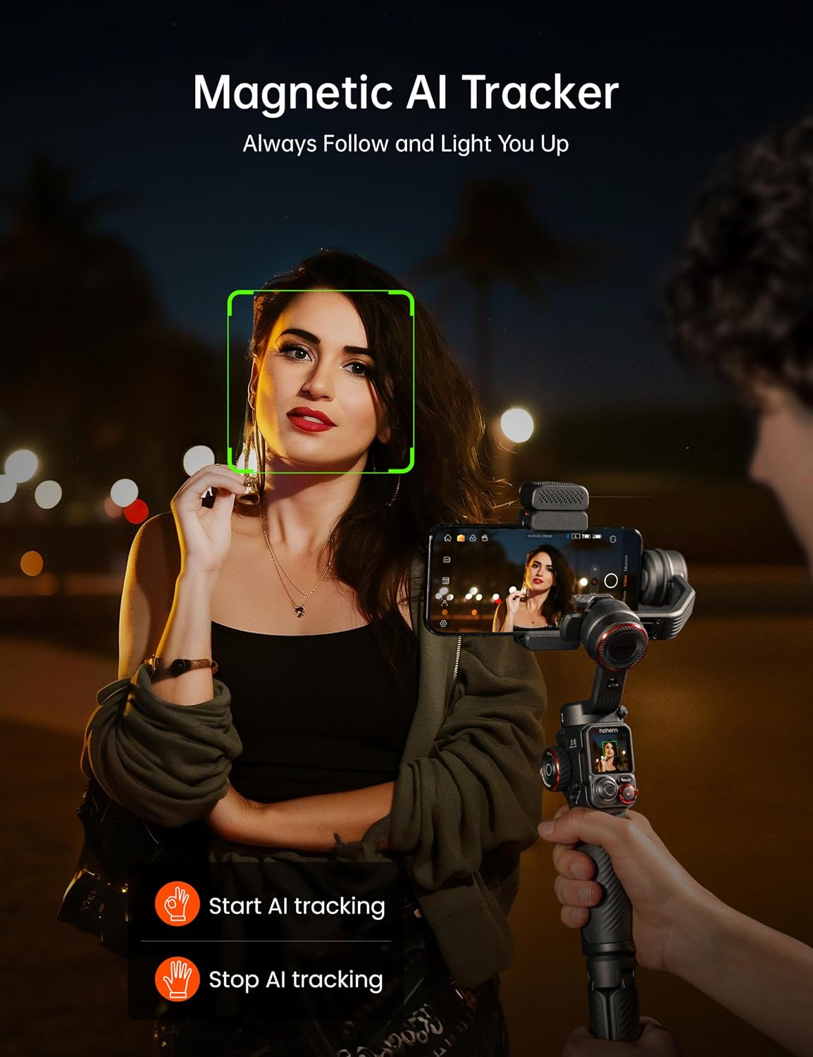 iSteady M7 Smartphone Gimbal Stabilizer, AI Tracking Sensor with Fill Light, 1.4" Full Color Detachable Touchscreen