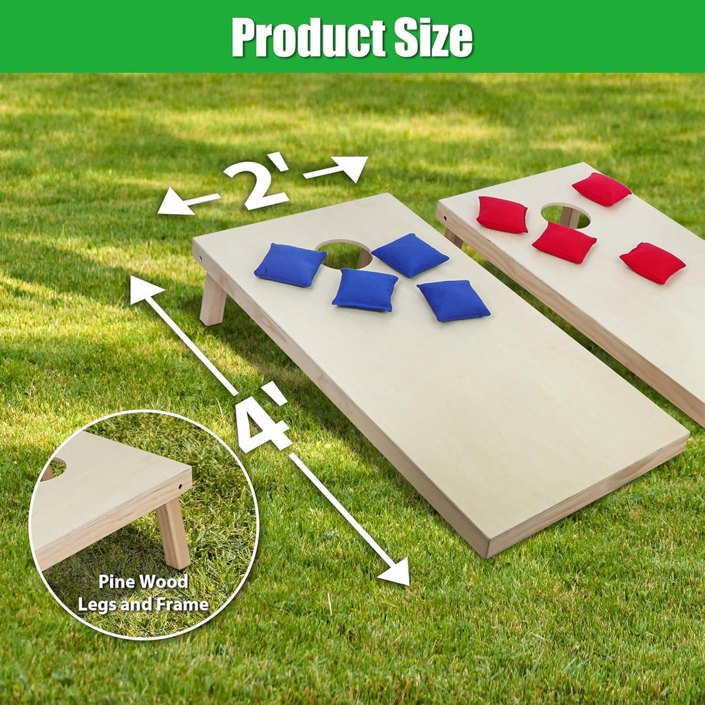 4x2Ft or 3x2Ft Solid Wood Cornhole Game Board with 8 Bean Bags and Carrying Case for Outdoor Yard Beach Lawn Party