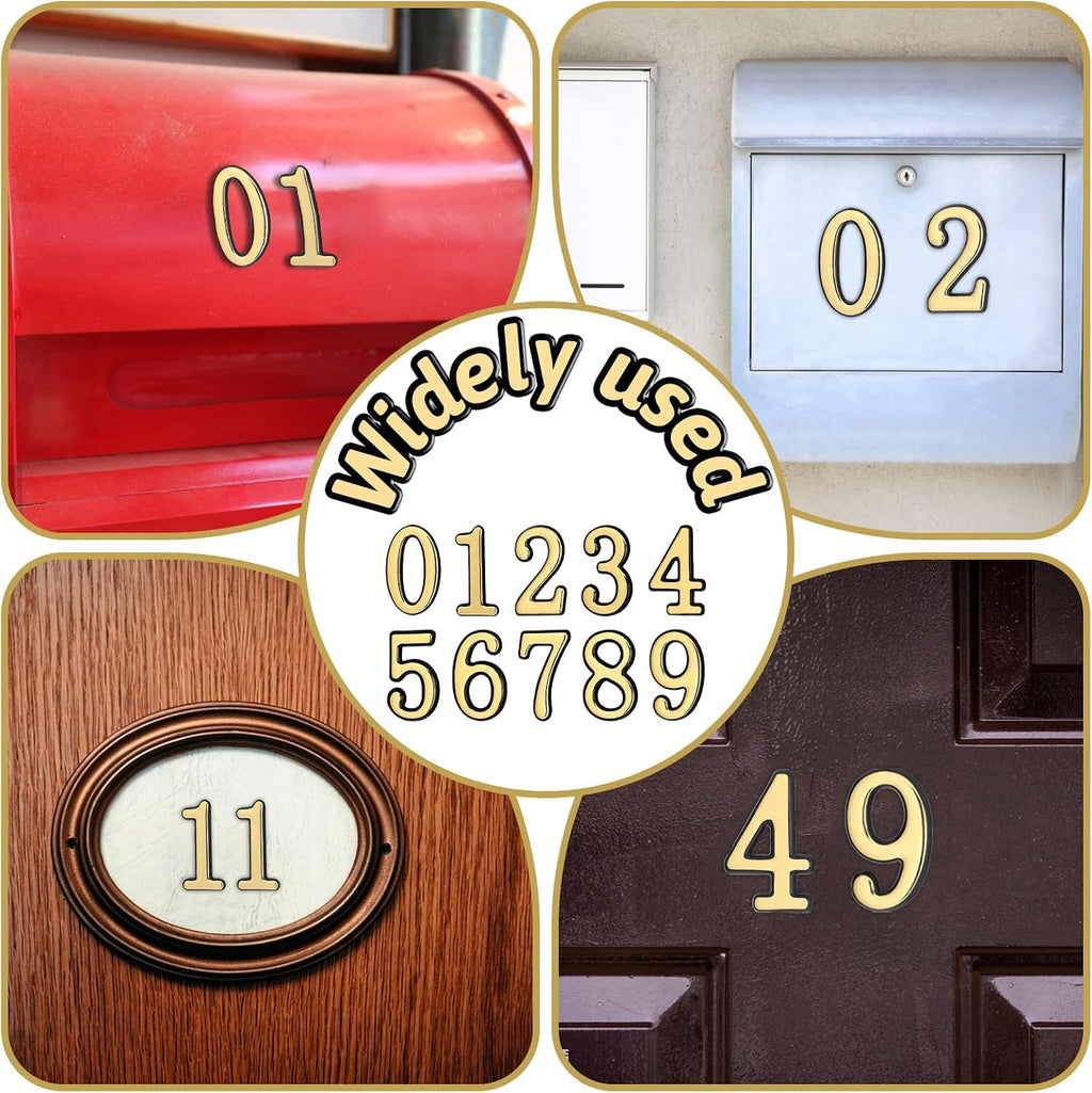 4 Sets Reflective Mailbox Numbers for Outside, House Numbers for Mailbox 3D Self Adhesive Waterproof Mailboxes Number