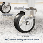3 Tier Rolling Cart, Heavy Duty Metal Utility Cart with Wheel White