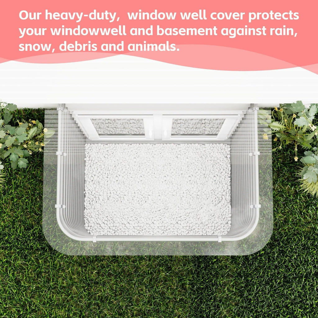 Egress Window Well Cover Outside 54" x 38", Heavy-Duty Polycarbonate Basement Covers-Double UV Coating, All-Weather