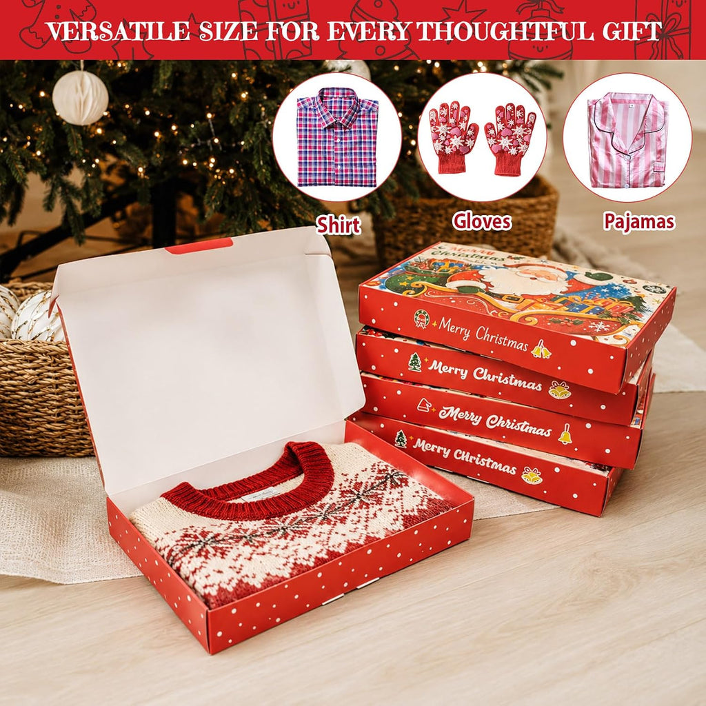 12 Pack Christmas Gift Boxes with Lids, with 16.4 Yd Foil Ribbon
