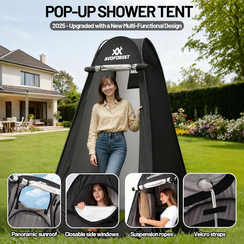 Pop Up Privacy Tent - Camping Shower Tent,Instant Shower Changing Room with 8 Pcs Ground Stakes Portable Toilet