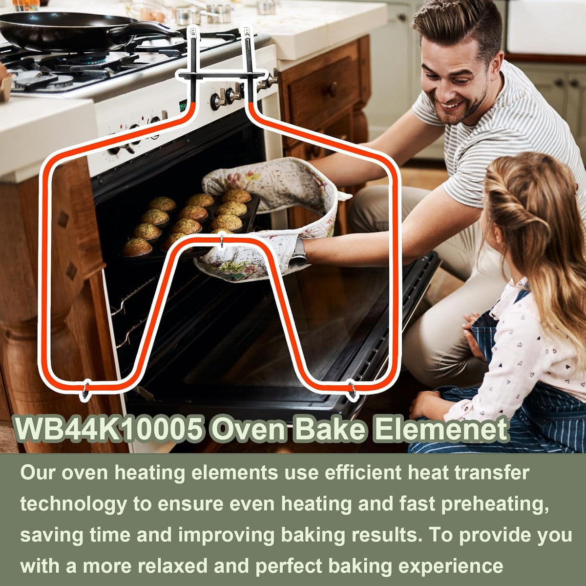 WB44k10005 Oven Heating Element Compatible for Spectra Oven,Oven Replacement Parts,2585W Stove Element Replacement