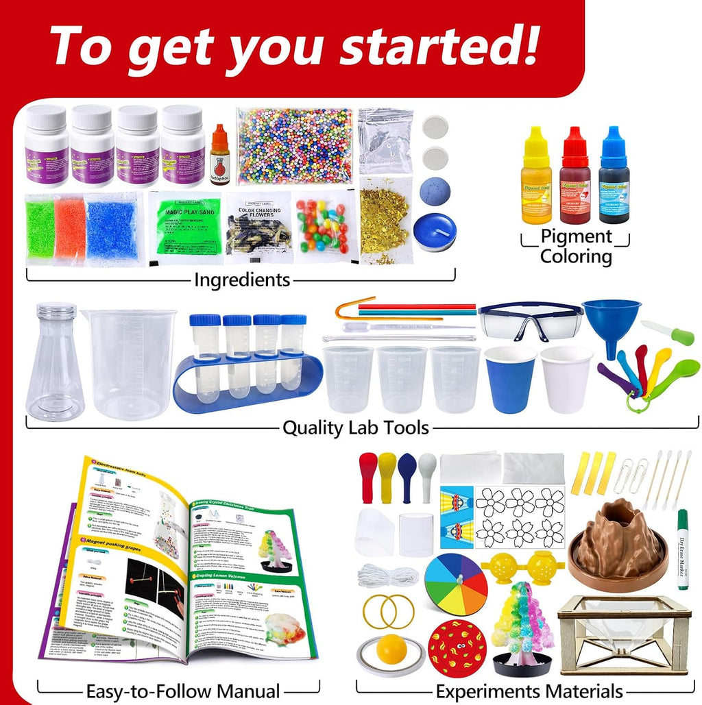 272 Experiments Science Kit for Kids, Chemistry Set | S.T.E.M Toys Boys Girls Birthday Gifts, Volcano, Crystal
