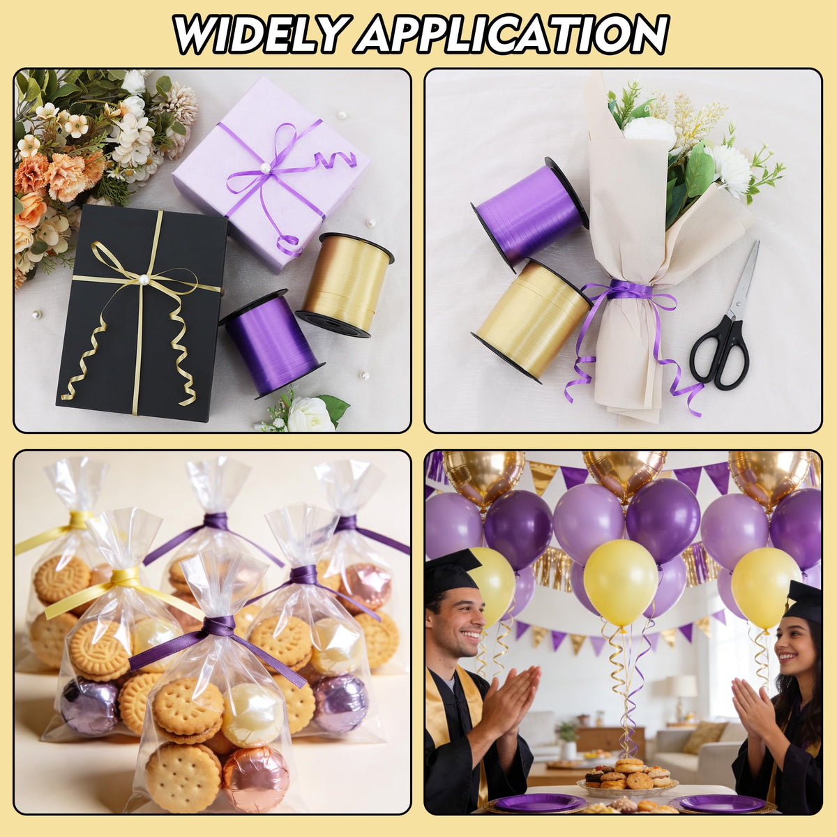 500 Yards Purple and Gold Curling Ribbon Balloon String