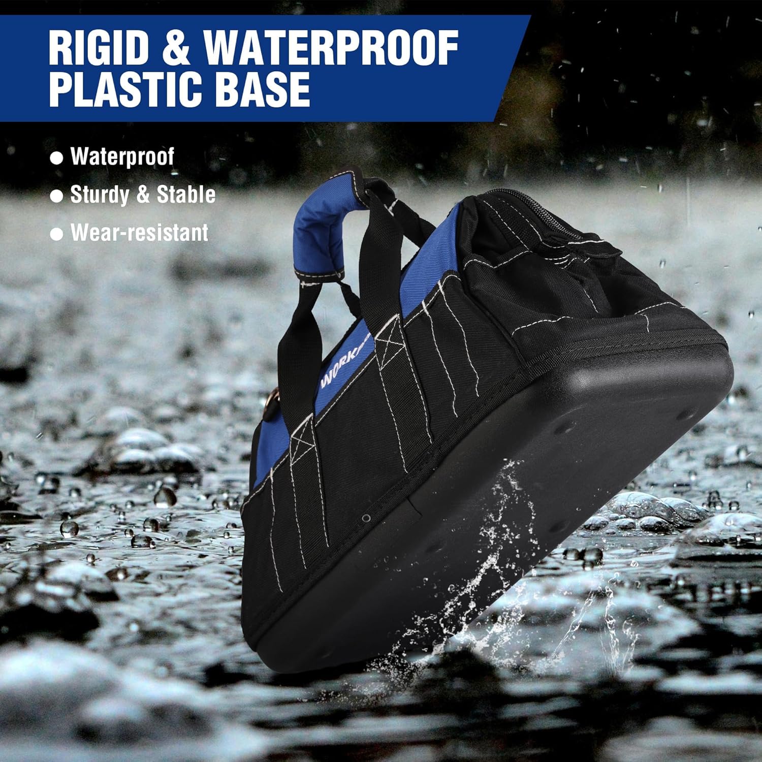 16-inch Wide Mouth Tool Bag with Water Proof Molded Base