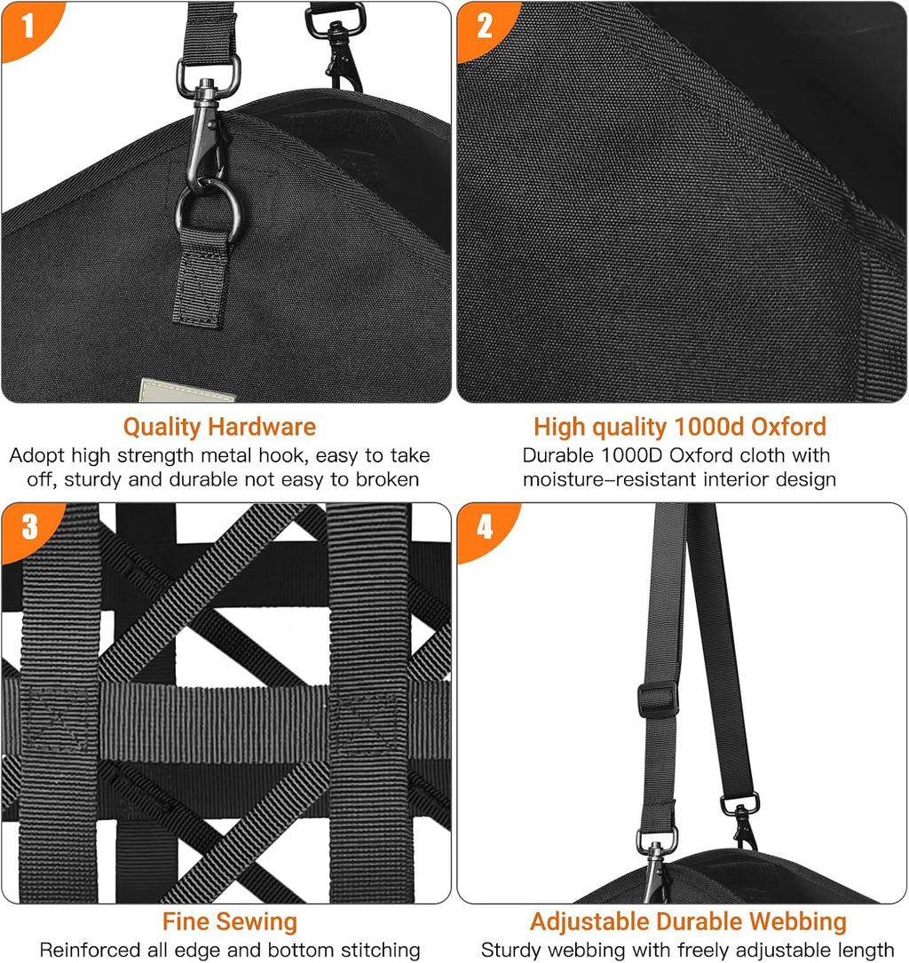 Dual Purpose Feed Horse Hay Bags, 1 Pack Large Black Oxford Fabric