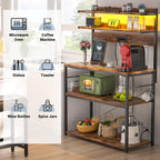 Bakers Rack with Power Outlet & RGB LED, 31.5 In Coffee Bar Table