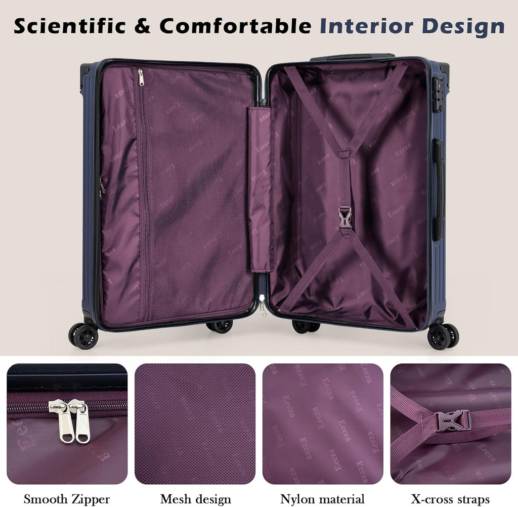 Luggage Sets 5 Piece，Hardside Luggage with Spinner Wheels, Lightweight ABS Hard Shell Travel Luggage with TSA Lock