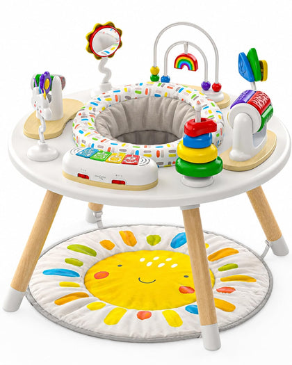 4-in-1 Baby Activity Center | Montessori-Inspired Design | 8 Interactive Toys | Tummy Time, Exersaucer & Toddler