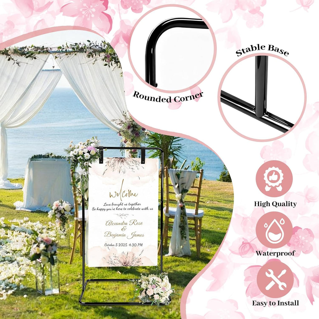 Wedding Sign Stand Holder, Adjustable Wedding Welcome Sign Holder with 2 Pair Hanging Strap and one Storage Bag