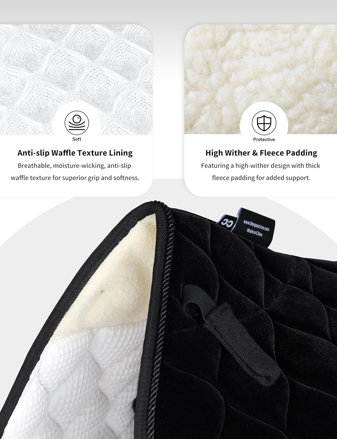 Close Contact Horse Saddle Pad for Jumping, w/Velvet Hue