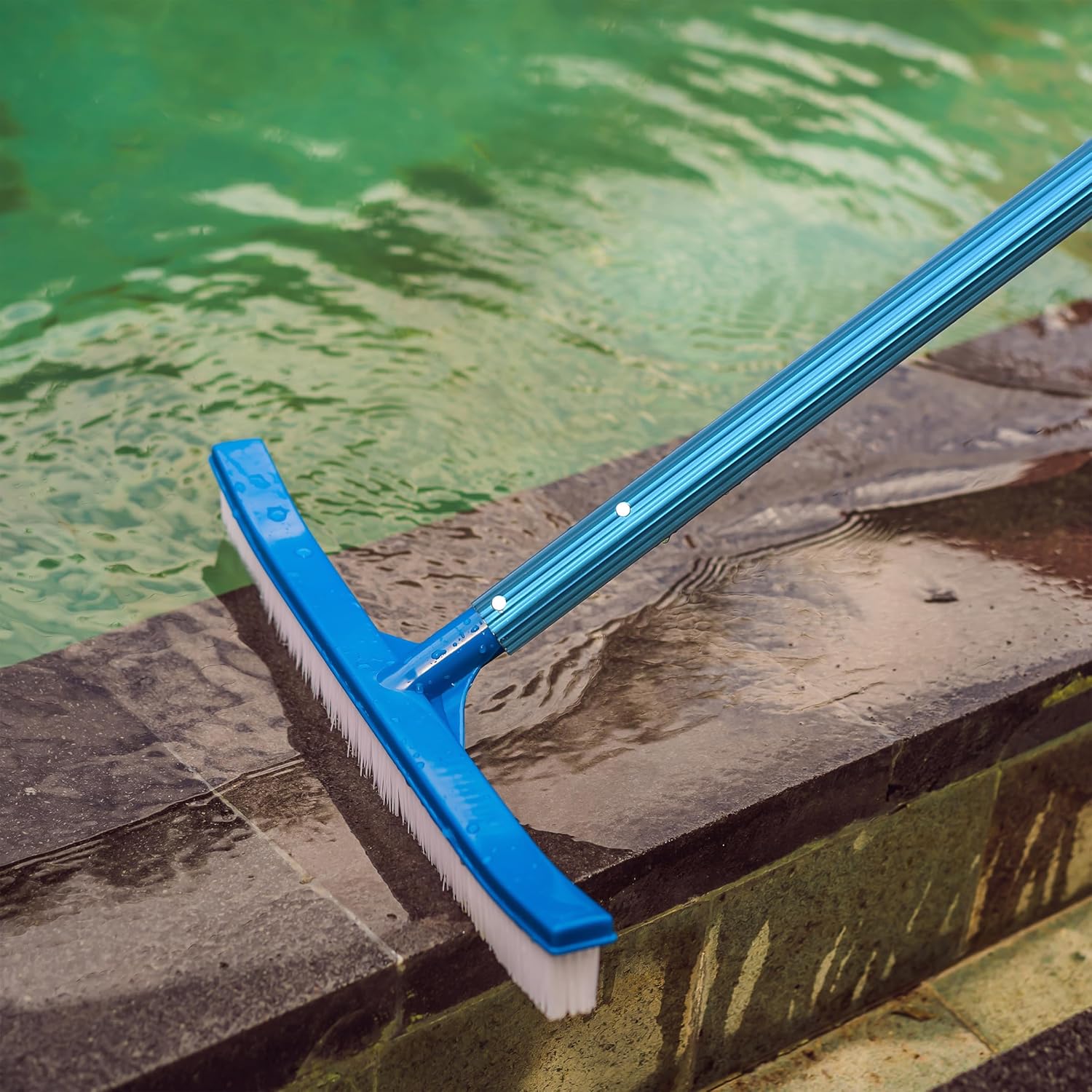 Telescopic Pool Pole, 12Ft, Adjustable 3Piece Expandable Step-Up, Pool Brush Pole for Cleaning