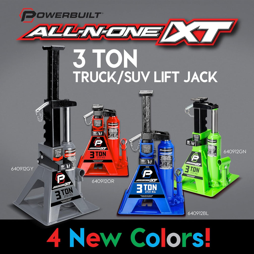 3 Ton All-in-One Hydraulic Bottle Jack and Jackstand in One, Compact, Wide Base, 11-21 Inch Range, Eliminates