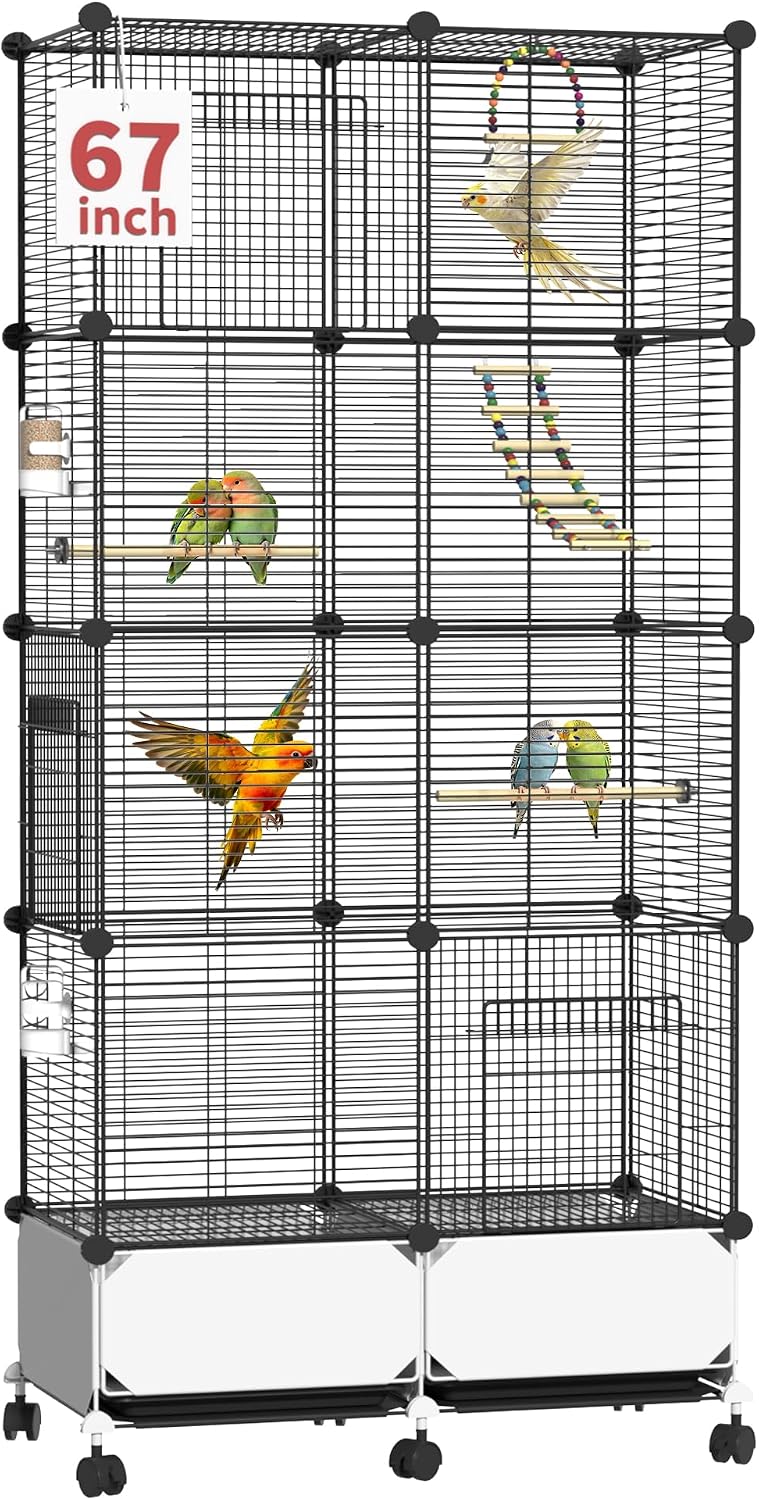 67 in Extra Large Bird Cage, Thickened Encrypted Metal Parakeet Cage