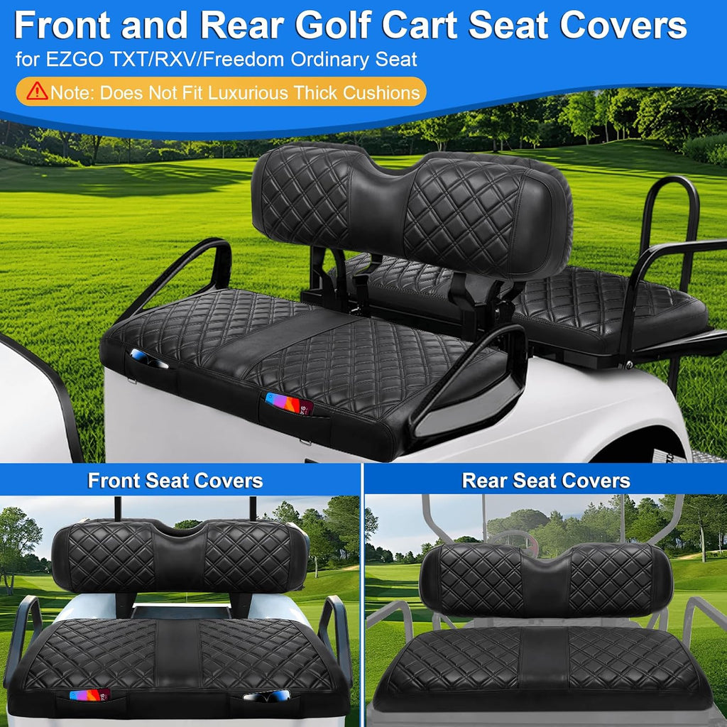 MOSNAI Golf Cart Front and Rear Seat Covers for EZGO TXT Freedom 1994+, RXV