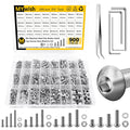 900Pcs Metric Screw Assortment, M3 M4 M5 M6 Screw Assortment Kit 304 Stainless Steel Hex Socket Button Head Socket