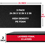 Tool Box Foam Organizer 24x12x2 inch 3Pack, Kaizen Sheets for Pro Tool Control, Custom Tool Shadow Inserts for Cases