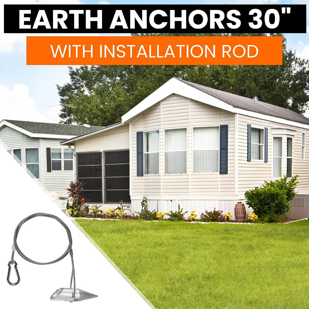 Earth Anchors 31" Set of 4 with Installation Rod - Ground Anchors Heavy Duty for High Winds - Swing Set Anchors