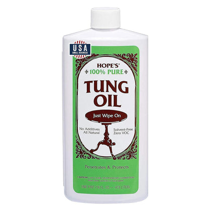 100% Pure Tung Oil, Food Safe, Premium Waterproof Natural Wood Finish and Sealer for Indoor and Outdoor Projects