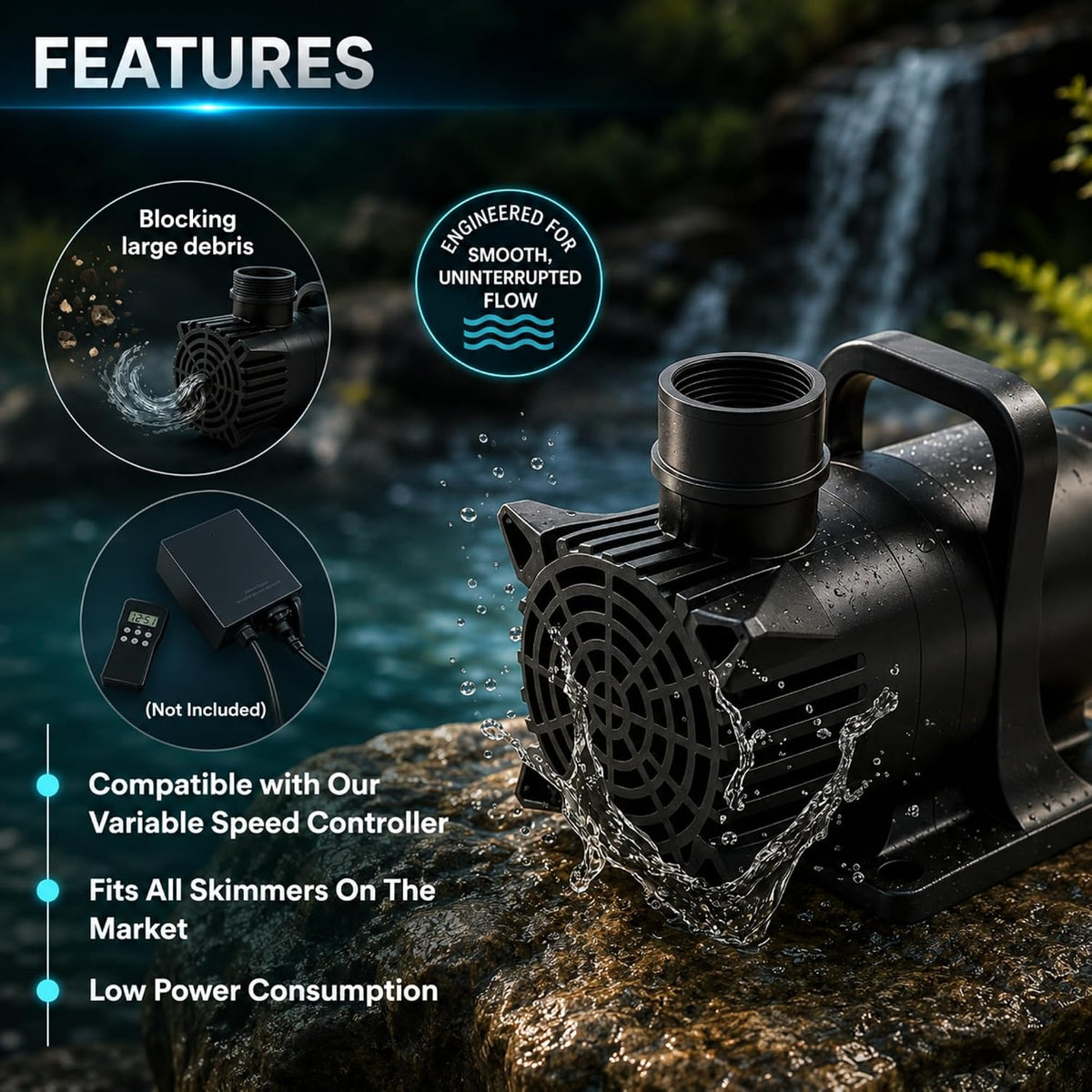 Aqua Pulse Submersible Pond Pump, 800 GPH, 33 ft Cord