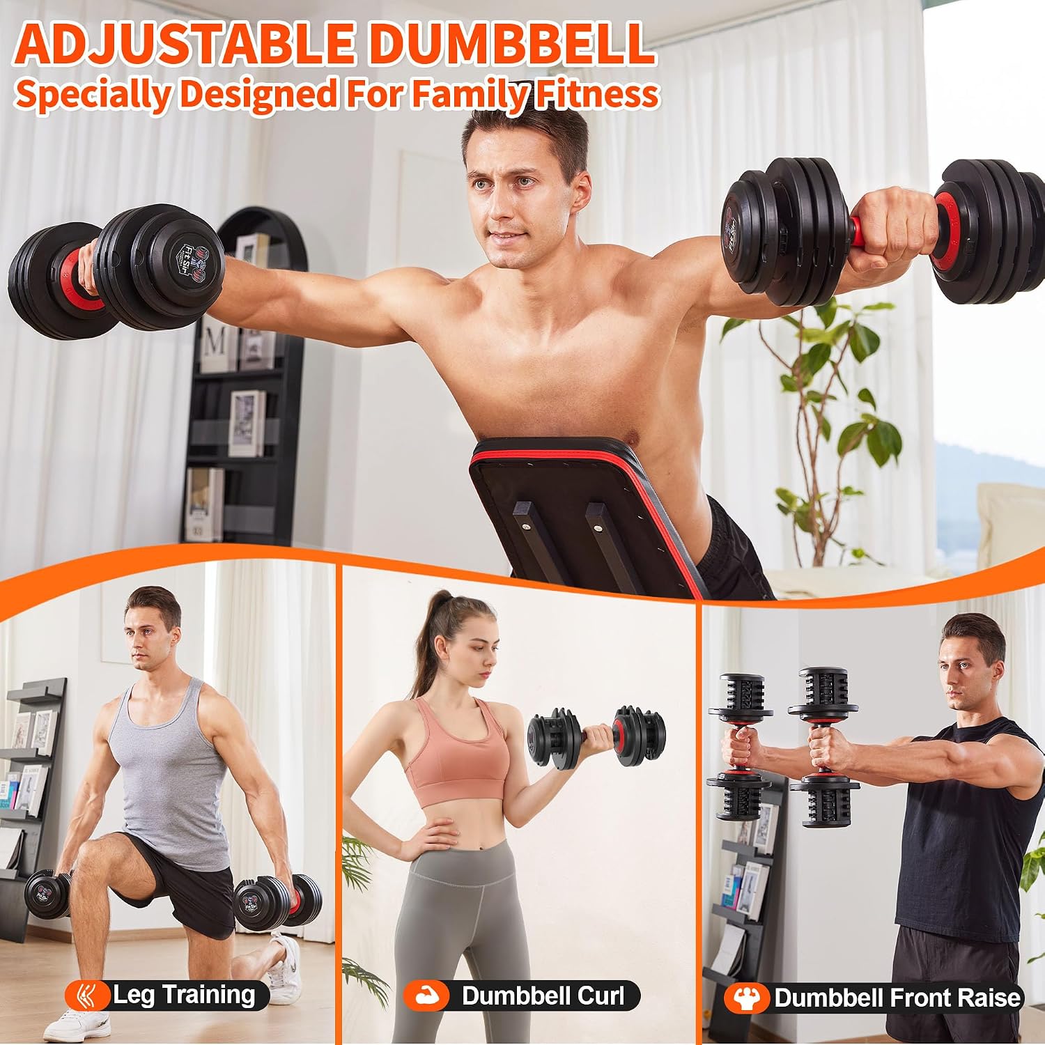 Adjustable Dumbbell Set, 10-in-1 25LB/50LB/90LB Ajustable Dumbbells with Safe Locking System, Enclosed Storage Tray