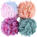 Large Loofah Sponge 75g/Pc, Exfoliating Shower Pouf Bath Scrunchies Bath Scrubber Body Loofahs for Shower - Set of 4