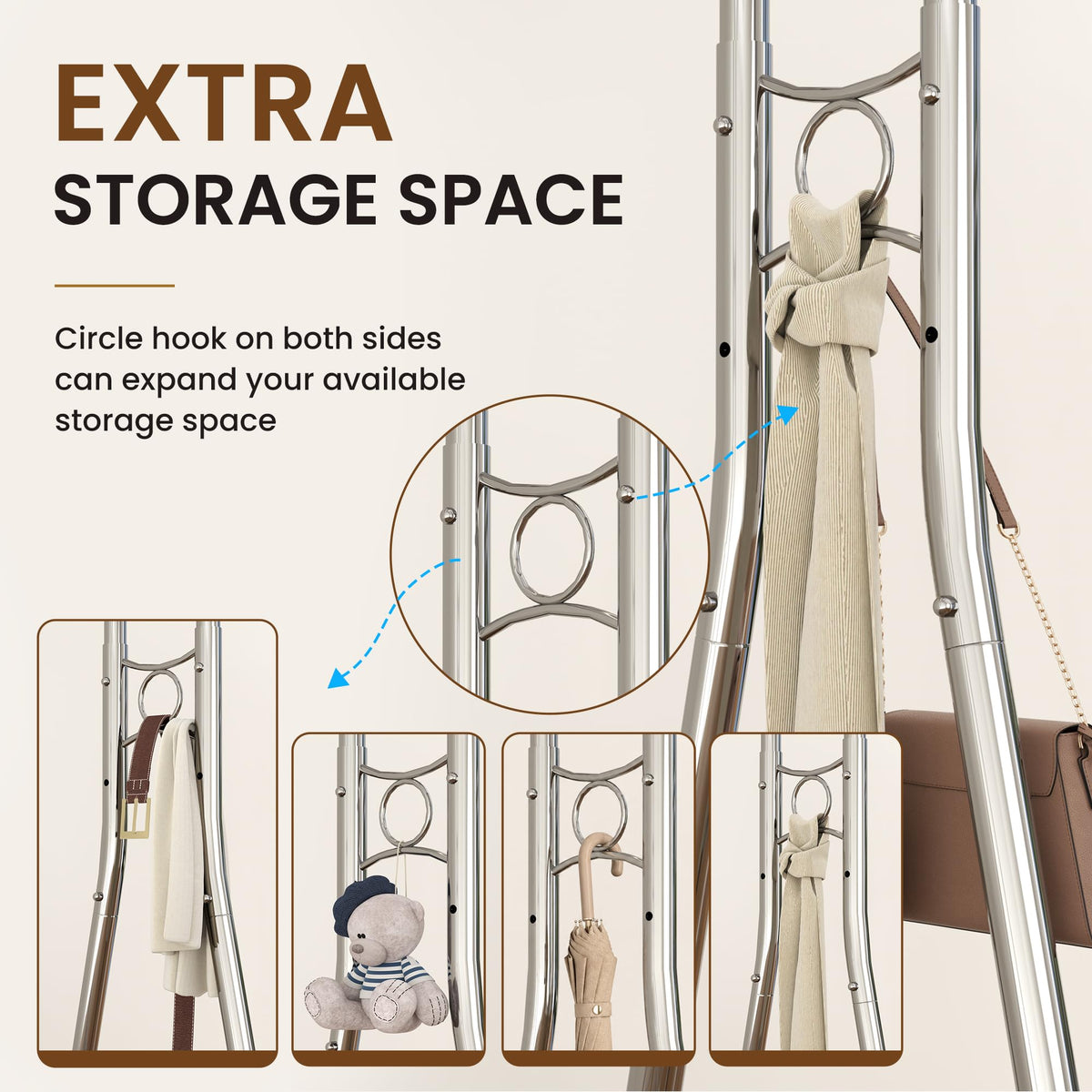 620 Lbs Heavy Duty Rolling Clothes Rack, Double Rail