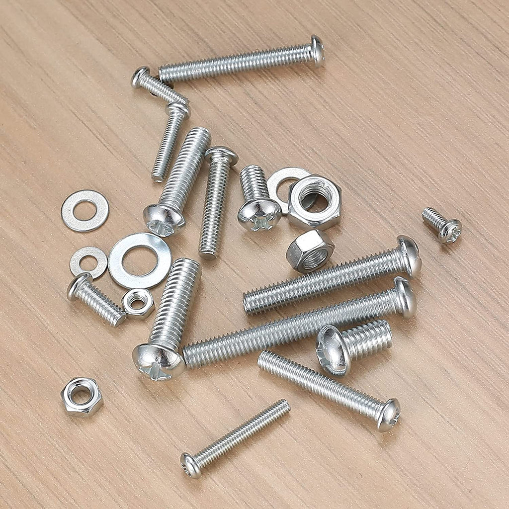 1080 Pcs Screws Bolts and Nuts Assortment Kit, Metric Machine Screws and Nuts and Flat Washers, M3/M4/M5/M6 Cross