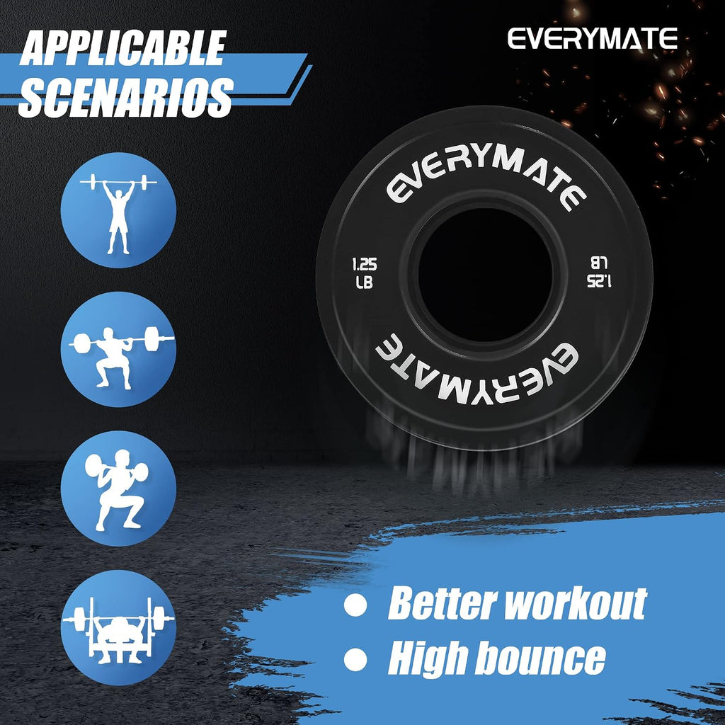 Change Weight Plates 1.25LB 2.5LB 5LB Set Fractional Olympic Bumper Plates for Cross Training Steel Insert Strength
